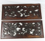 (2) Floral Carved Wood Wall Hangings  - H2