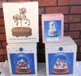 (3) Snow Globes With Carousel Horse
