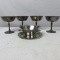 (4) Silver Plated Glasses & A Stainless Steel Bowl - DR