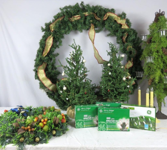 Christmas Decorations - Wreaths, Small Trees, Window Candles, & Lights - DR