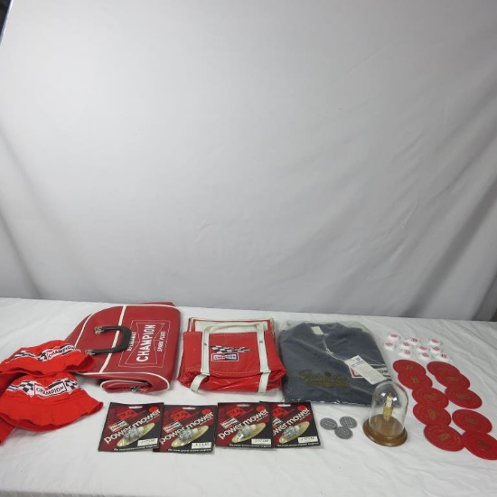 (32) Pieces Of Champion Spark Plug Collectibles & A Jacket - DR