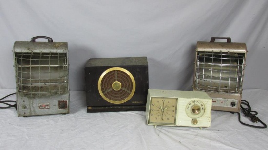 (2) Vintage Heaters, RCA Radio, & An Alarm Clock - BR2