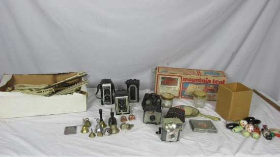 Antique Cameras, Vintage Mountain Tent, Curtain Hardware, & Misc. - BR1