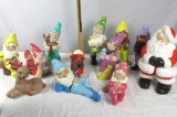 (12) Ceramic Christmas Elves, Reindeer, & Santa - DR