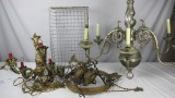 (2) Chandeliers With Parts & Wire Basket - DR