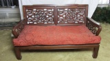Oriental Carved Wood Bench - LR