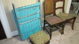 Cot, (2) Antique Chairs, & A Ottoman - BR2