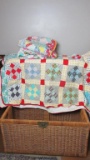 Wicker Trunk & (3) Quilts - BR4