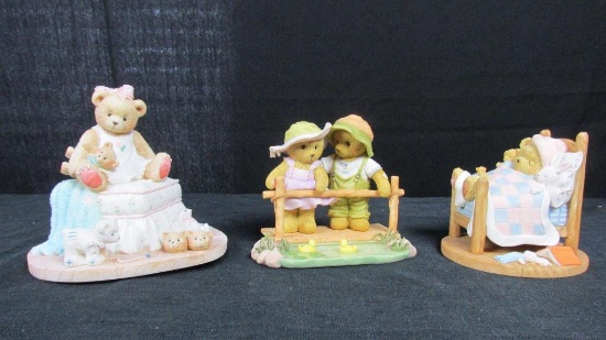 (3) Large Priscilla Hillman Cherished Teddies Figurines - DR