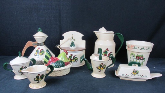 Metlox Poppytrail 8-Piece Rooster Serving Set - SR