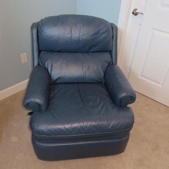 Barcalounger Blue Leather Recliner - BR2