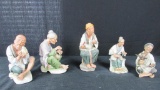 (5) Elderly Seated Figurines - K