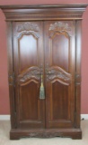 Dark Wood Armoire With Television - FR