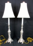 Pair of Metal Candlestick Lamps - MB