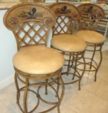 (3) Cushioned Metal Barstools - K