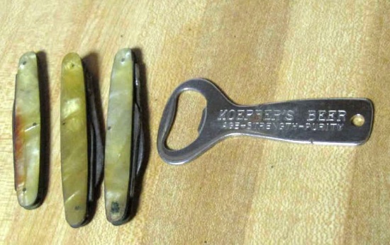 (3) Pocket Knives With Bottle Opener