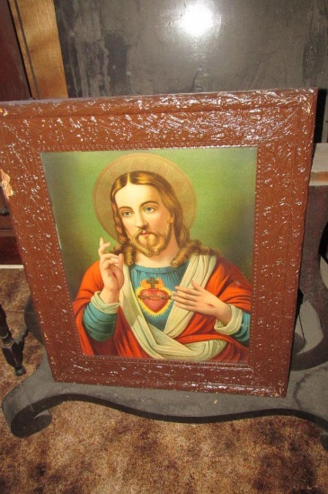 Wood Framed Jesus Painting