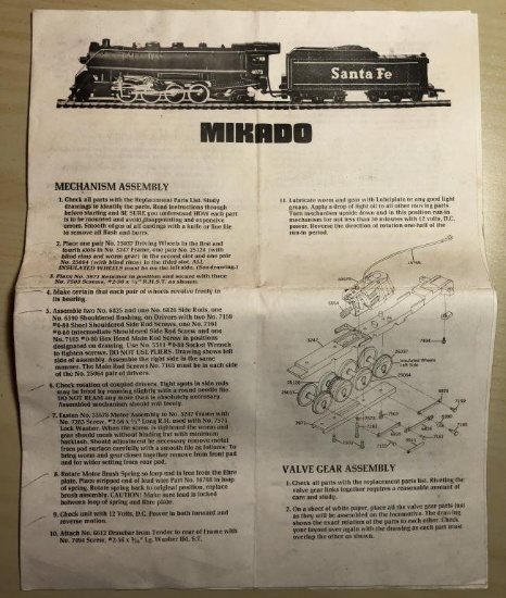 HO Scale Unlettered Mikado Locomotive & Tender Kit