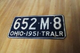 1951 Trailer License Plate