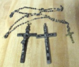 Pair Of Crosses With A Rosaries