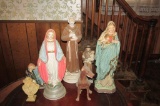 Assorted Religious Plaster Statuettes