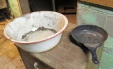 Enamel Covered Wash Basin & Frying Pan