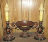 Cast Metal Candle Style Lamps With Bowl