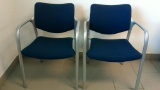 (3) Herman Miller Blue Stackable Chairs
