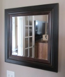 Wood Frame Mirror With Metal Wall Art