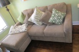 Tan Chaise Couch With Pillows