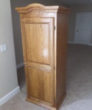 Tall Oak Cabinet With Fold Out Desk
