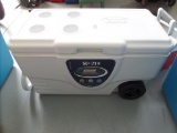 White Coleman 50qt Cooler & Small Red Cooler