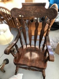Wood Rocking Chair With Table Lamp