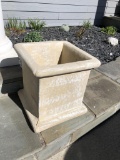 (3) Square Pots, (2) Metal Chairs, Stone Style Fountain, & Cardinal Flag With Stand