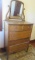 Tiger Oak 5-Drawer Antique Dresser With Mirror - BR2
