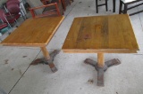 Pair of Oak Cast Iron Base Pub Tables - PB