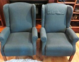 Pair Of Hunter Green Wing Back Chairs - LR
