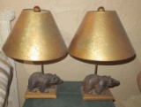 Pair Of Rustic Bear Lamps - BM
