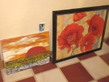 Framed Poppy Print & Sunset Canvas - BM