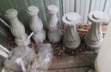 (5) Cement Bird Bath Stands, Various Windows, & Patio Table Top - B