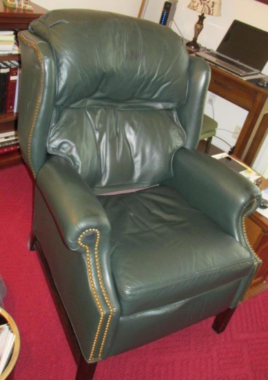 Green Leather Nailhead Reclining Chair