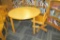 Blonde Wood Rolling Chair & Round Table - L
