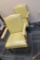 Pair Of Yellow Leather Arm Chairs & Rolling Chair - CO1