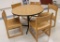 Wood Table With Chairs, (2) Large Metal Cabinets, & Projector Screen - A2