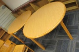 (2) Blonde Wood Round Tables - L