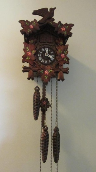 Vintage German Cuckoo Clock & Wreath - F