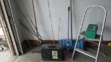 Fishing Rods, Step Stool, & Shovel  - S