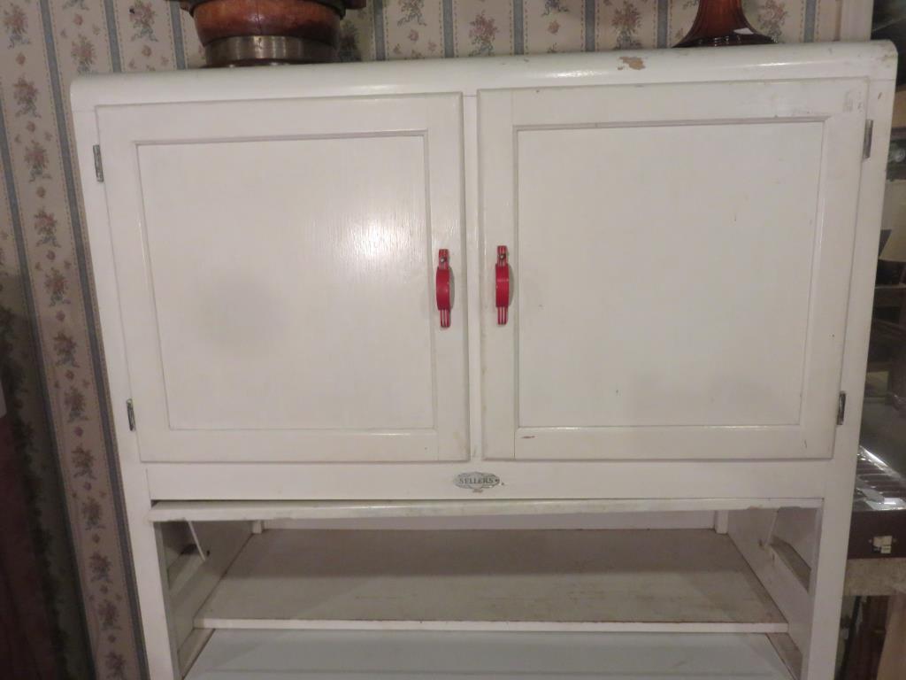 Red and white hoosier cabinet deals