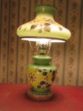 Green Handpainted Hurricane Style Lamp - FF-2