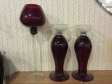 3-Piece Matching Stemmed Glass & Pedestal Candle Stick Holders - FF-3